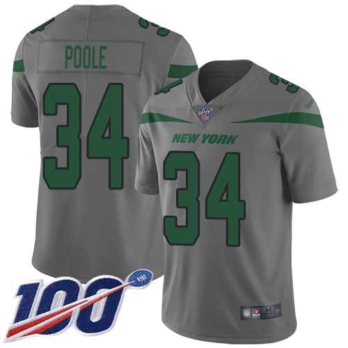 New York Jets Limited Gray Youth Brian Poole Jersey NFL Football #34 100th Season Inverted Legend->youth nfl jersey->Youth Jersey